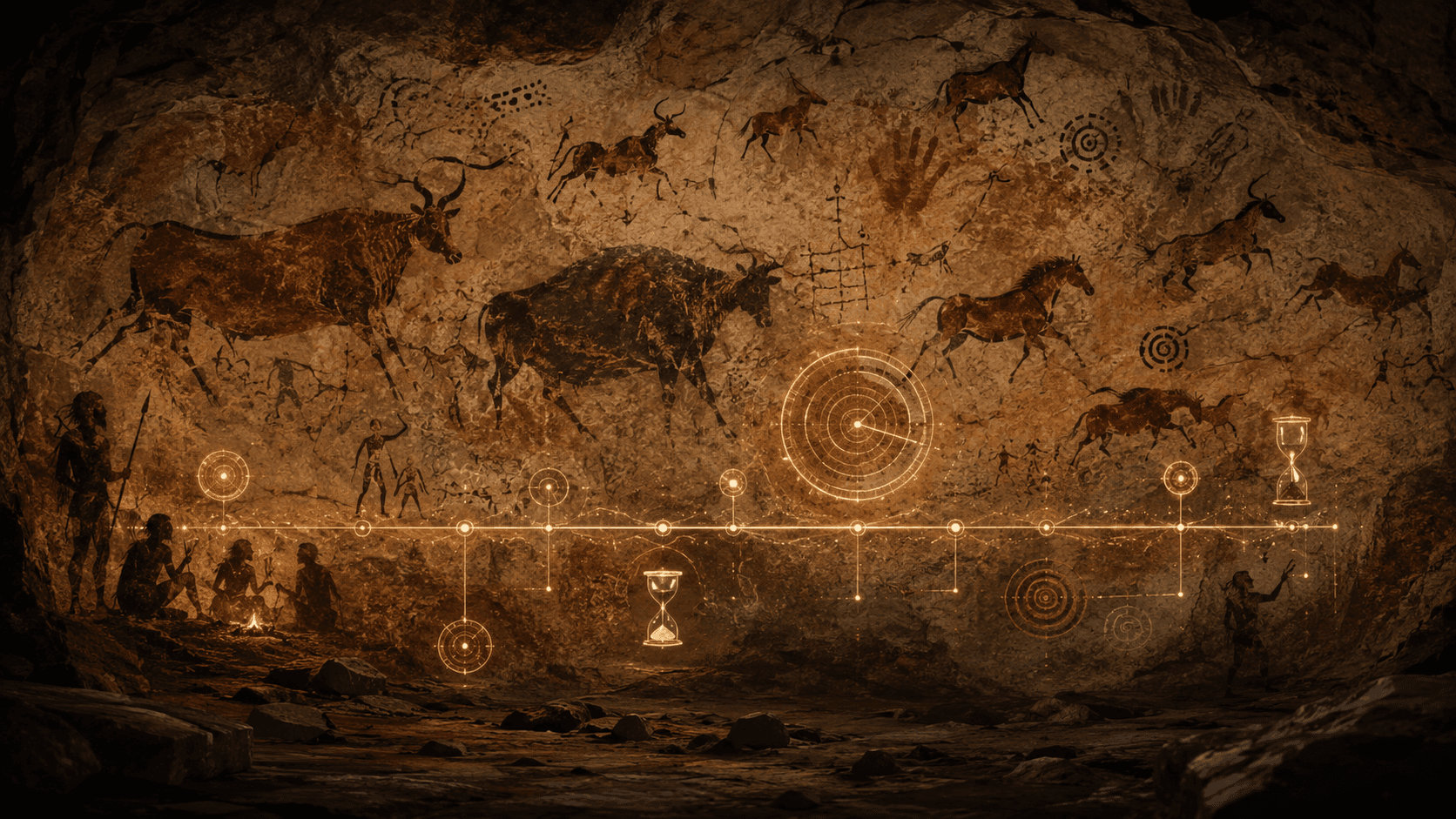 Timeline-like event structure depicted in prehistoric cave painting